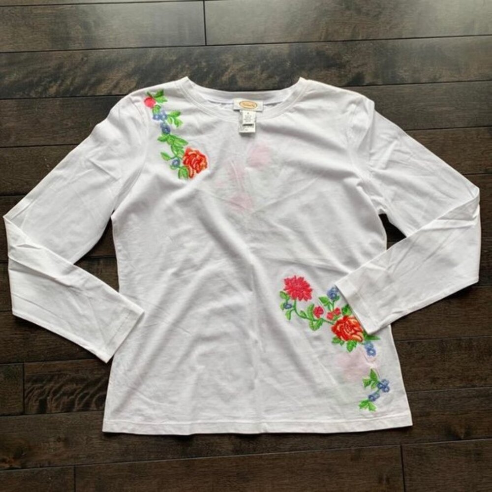 Talbots Floral Embroidered Tee